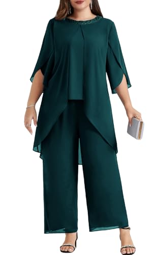 Hanna Nikole Damen Zweiteiler GroßE GrößEn Abendanzug Chiffon Hosenanzug Eleganter Festliches Outfit Hochzeitsgast Abendmode Festmode Cocktail 2 Teiler Hoch Taillierter HosenanzüGe Party Outfit