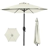 Best Choice Products 7.5ft Heavy-Duty Round Outdoor Market Table Patio Umbrella w/Steel Pole, Push Button Tilt, Easy Crank Lift - Ivory