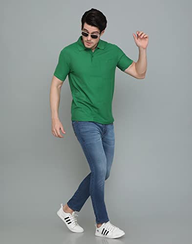 Image of INKKR Men's Polo Neck Half Sleeve Cotton Blend Regular Fit T-Shirt With Pocket