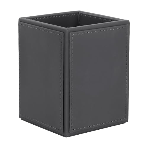 Image of V-CUBE DESIGNS Premium Vegan Leather Pen Holder for Desk & Study Table Accessory | Marker /Pencil Stand for Student | Stationery Organizer for Office Table & Home | 6mm Thickness with MDF Core |Grey