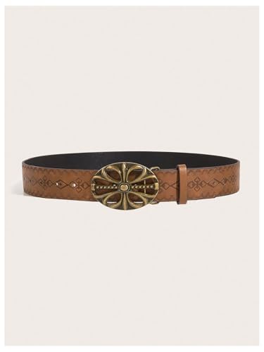 Women's Retro Vintage Metal Buckle Belt Faux Leather Western Cowgirl Waist Belts2