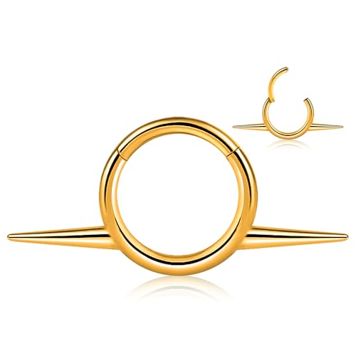 Titanium Septum Ring16G Septum Jewelry 8mm,ASTM F136 Titanium Nose rings Classic design Clicker Cartilage Earring Hinged Segment Daith Piercing Black silver gold 1PCS