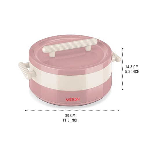 Image of MILTON Valenza 2500 Insulated Inner Stainless Steel Casserole for Roti, 2100ml | Hot Box for Kitchen | Keeps Food Hot & Fresh | BPA-Free, Durable & Easy to Carry | Hot Pot with Lid for Home, Pink