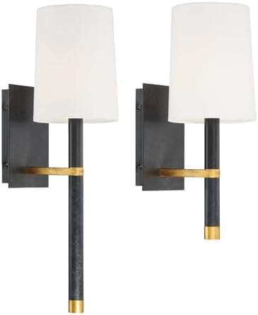 Crystorama Weston 1 Light Black + Antique Gold Sconce