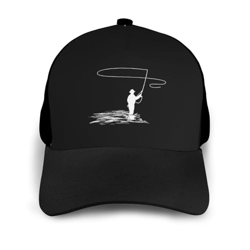 Fly Fishing Clipart Bonnets Curved Brim Mesh Baseball Cap Casual Sun Hat Unisex3