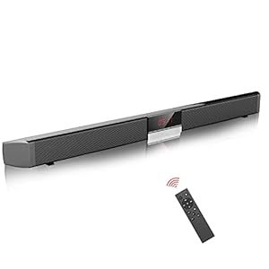 Novonova Soundbar, tv-soundbar, draagbaar, 3D-surround-luidspreker, basluidspreker, bedraad met 4 luidsprekers/afstandsbediening/Bluetooth, draadloos, optische/AUX/USB, bekabeld, bioscoopuitgang bij u