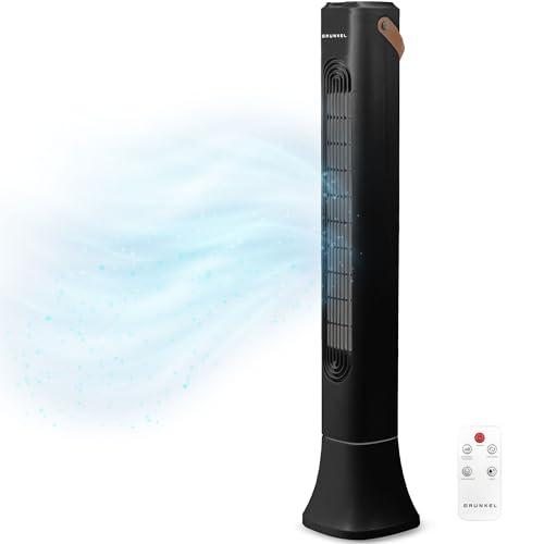 Grunkel Torre de Ventilación de 50W TF-DSGNG | 3 Velocidades | 3 Modos Normal/Natural/Sueño | Oscilación Electrónica | Temporizador 1-7h | Mando a Distancia | 93 cm (Negro)