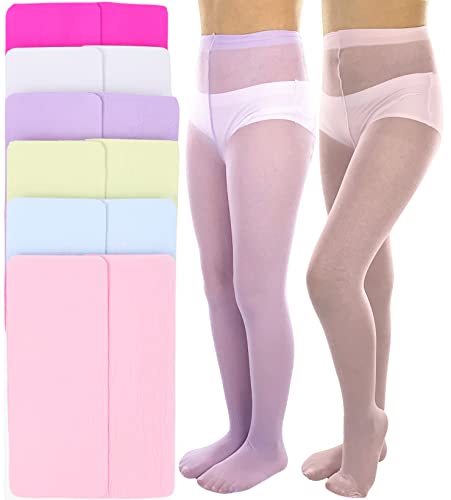 ToBeInStyle Girls to Junior Pack of 6 Opaque Nylon Tights Pantyhose Age: 1-12 Years Old