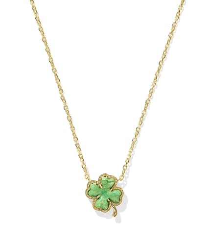 Kendra Scott Womens Clover Short Pendant Necklace Gold Lime Green Magnesite One Size One Size
