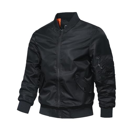 Veste de baseball homme noire GUOYUXIAO manteau pilote de travail décontracté pour le quotidien
