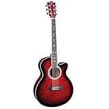 INDIANA Electro 6 String Acoustic-Electric Guitar, Right Handed, Red Sunburst (MAD-QTRD)