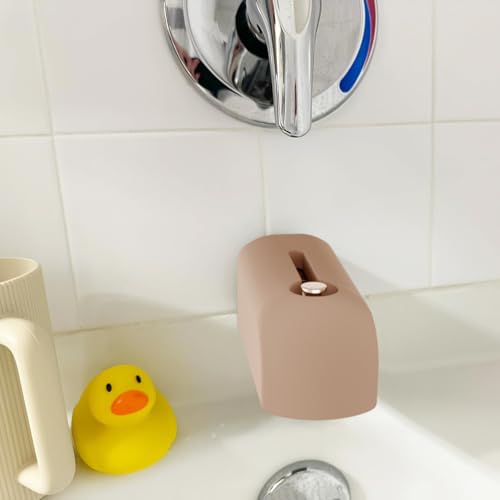 Image of Bathtub Faucet Cover, Soft Silicone Bath Faucet Cover, Bath Spout Cover for Tub, Faucet Cover for Bathtub Safety, Bathroom Bath Tub Water Spout Cover, Universal Fit (Nude)