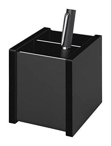 Wedo 636001 Pennenbutler Black Office, van acrylglas, 2 vakken, rubberen voetjes 10 x 8, 3 x 9,6 cm, in geschenkdoos, zwart