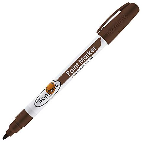 Thornton's Art Supply Vibrant Premium Oil-Based Paint Markers Pen Fine Brown for Craft, Rock Painting | Safe for Kids | Write on Multi Surface Glass Metal Stone Ceramics Wood Rubber Plastic Cover