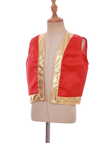 Boys Halloween Dress Up Vest Sleeveless Buttonless Jacket Metallic Trim Waistcoat4