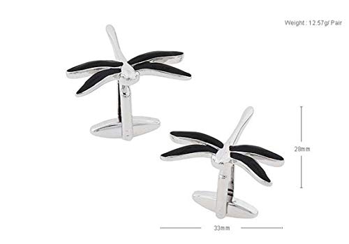 Mancuernillas Dragonfly negras clásicas para hombre miniatura 4