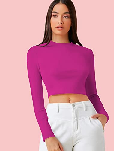 Image of Dream Beauty Fashion Women's Casual Round Neck Long Sleeves Stylish Crop Top - 17 inch Inches (Tee-Tally 02)