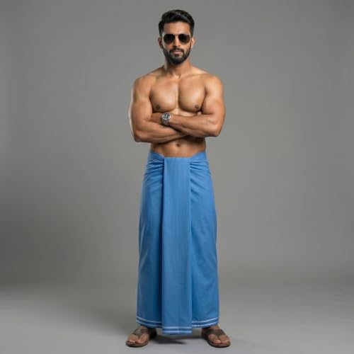 Image of Men's Cotton Lungi | Soft Breathable Wrap Around Lungi | Comfortable Daily & Home Wear for Men