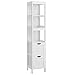 VASAGLE Hochschrank, Aufbewahrungsschrank auf Füßen, schmale Säule, mit 2 Schubladen und 3 offenen Fächern, 30 x 30 x 141,5 cm, für Badezimmer, Wohnzimmer, Küche, weiß, BBC66WT MI 4 günstig Kaufen-VASAGLE Hochschrank, Aufbewahrungsschrank auf Füßen, schmale Säule, mit 2 Schubladen und 3 offenen Fächern, 30 x 30 x 141,5 cm, für Badezimmer, Wohnzimmer, Küche, weiß, BBC66WT