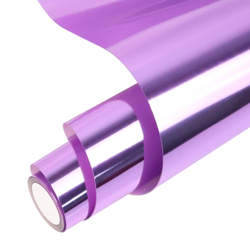 Image of Purple Heat Transfer Vinyl Roll, 12 inch x6Ft Mirror Metallic Iron on Vinyl, Soft Metallic Foil HTV for T-Shirt, Chrome HTV Easy to Cut & Weed for Heat Vinyl Design