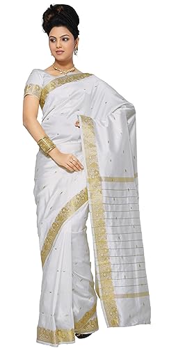 Sanskruti India Womens Indian Ethnic Traditional Banarasi Art Silk Saree Sari Wrap Fabric Dress Drape