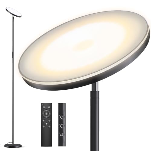 Image of Torkase LED Uplighter Floor Lamp, 36W 3600LM Torchiere Standing Lamp with Remote & Touch Control, Dimmable Floor Standing Lamp, 1-Min Assembly 2700K-6500K Modern Tall Black