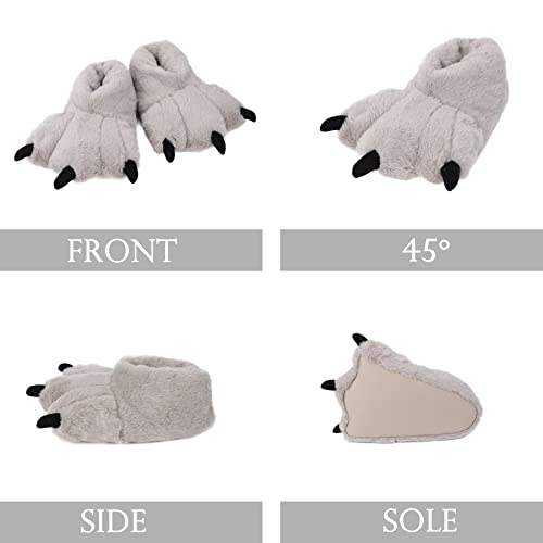 Image of Women Plush Animal Paw Slippers Funny Novelty Bear Claw Slippers Cozy Furry Warm Memory Foam Slippers Gifts for Halloween Christmas