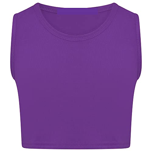 Loxdonz Girl's Kids Basic Crop Tank Tops Sleeveless Racerback Muscle Crop Tank Vest Top