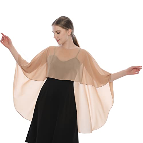 LMVERNA Shawl Wraps for Women Formal Chiffon Capelets Lightweight Sheer Capes Cover Up for Dress4