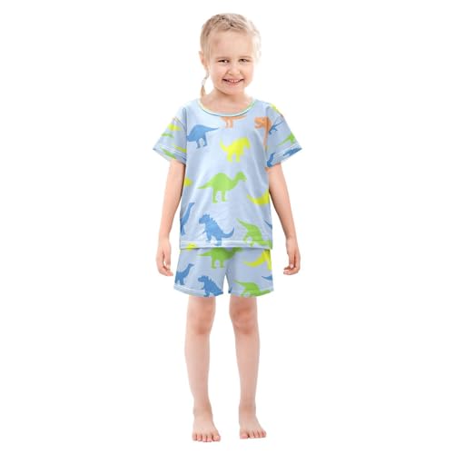 senya Short Sleeve Pajamas Sets Summer Cotton Sleepwear Colorful Dino3
