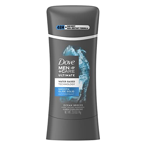 Dove Men+Care Ultimate Smooth Glide Solid Antiperspirant hydrating, water-based deodorant Ocean Breeze our best non-irritant formula 2.6 oz