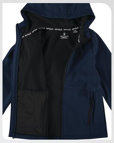 Image of Spyder Boys Softshell Jacket - Cozy Insulated Fleece Lined Softshell Winter Coat Hooded Windbreaker Jacket for Boys