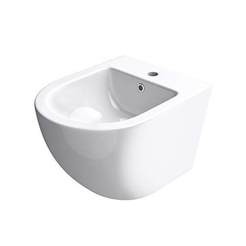 Mai & Mai Hänge-Bidet D179 Weiß 48,5x36x36cm aus Keramik 1-Hahnloch schmutzabweisende Oberfläche