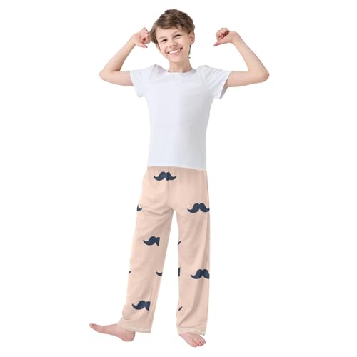Moustache Boys Pants Boys Athletic Pants Long Pant for Boywith Pockets Wide-Leg Size 6-14Y3