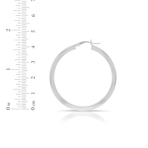 Floreo 14k White Gold 3mm High Polish Round Tube Hoop Earrings3