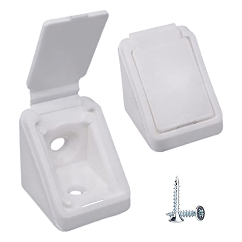 Lot de 100 équerres blanches pour étagère 20 x 20 mm - Joints d'angle de meubles en plastique à 90 degrés - Angle droit - Vis incluses (100, blanc)