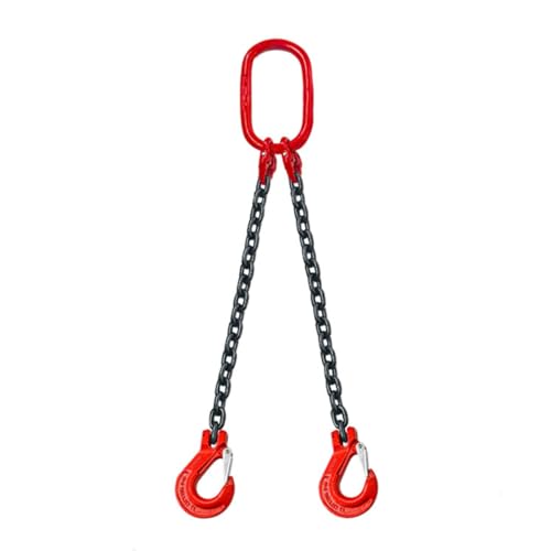 Grade 80 5/16 Lifting Chain Hooks, 1 3 5 7 8 13 Feet Chain Slings for Engine Chain Hoist Lifts, Lift Chain Sling with Butterfly Style Buckle(Load 3 Ton L 1.5 M (4.9 FT) 2 Hook)