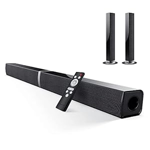 2.0-Kanal Soundbar für TV Geräte, 32 Zoll Teilbare 2-in-1 für TV Soundbar Bluetooth mit 3 EQ-Modi und 3D Surround Sound, TV Lautsprecher Soundbars mit HDMI-ARC/Optisch/Aux, KY2020D