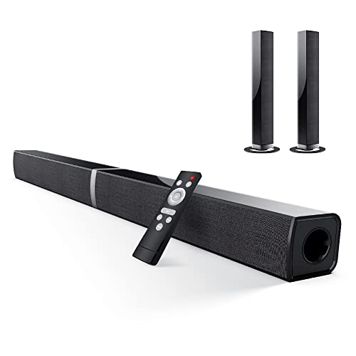 2.0-Kanal Soundbar für TV Geräte, 32 Zoll Teilbare 2-in-1 für TV Soundbar Bluetooth mit 3 EQ-Modi und 3D Surround Sound, TV Lautsprecher Soundbars mit HDMI-ARC/Optisch/Aux, KY2020D