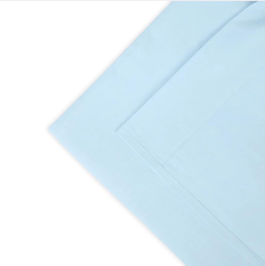 Image of Blue Summer Queen Fitted Percale Temperature Regulating Bedsheet Set - 100% Cotton, Soft Fitted Bedsheet 80x60 in + Pillow Covers 18x27 in, Lightweight Bed Linen for All Seasons