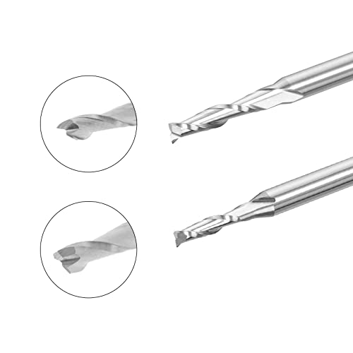 Image of uxcell 2Pcs 2, 2.5mm Carbide End Mill Engraving Milling Cutter CNC Router Bits for PCB Machine, 1 /8 inch Shank