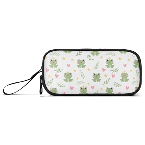 Image of J JOYSAY Frog Hearts Leaves White Pencil Case Large Big Capacity Pen Bag for Girls Boys Storage Marker Box Stationery for College Students School Office