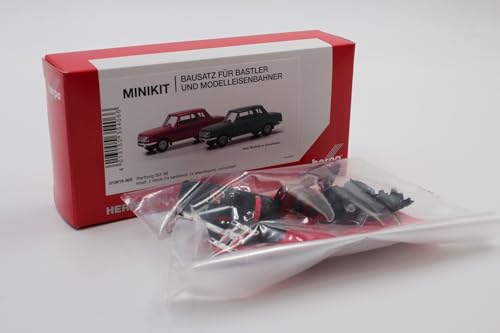 Herpa Modellbausatz MiniKit Wartburg 353 66, 2er Set, Karminrot/Atlantikgrün, Miniatur im Maßstab 1:87, Sammlerstück, Kit für Modellbau, Kunststoff