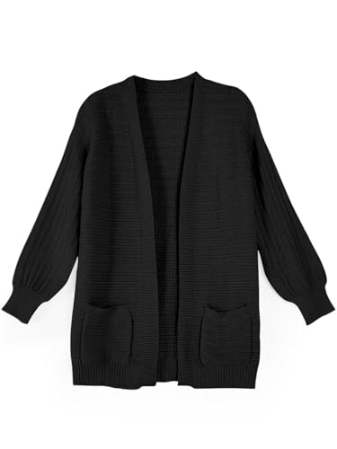 Haloumoning Kids Girls Open Front Cardigan Sweaters Long Sleeve Cable Knit Fashion Clothes with Pockets 5-14 Years2