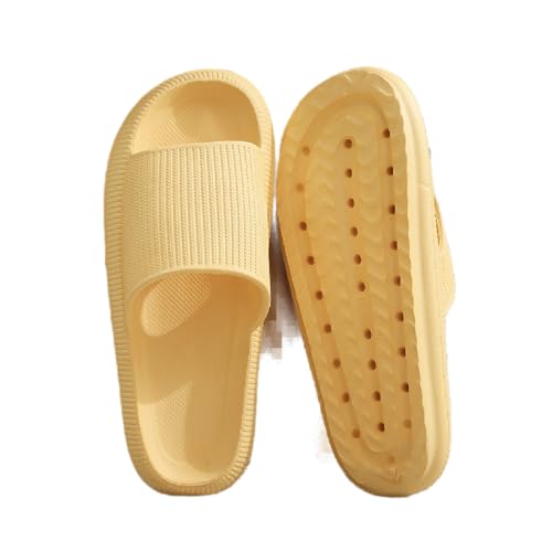 guiling-1986 Buty prysznicowe moda osobowość letnie kapcie dom łazienka kąpiel pary dom grube dno miękkie kapcie dla mężczyzn i kobiet łazienka kapcie prysznicowe (żółte, 42-43)