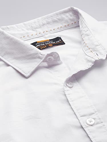 Image of The Indian Garage Co Men Slim Fit Solid Full Sleeves Spread Collar Casual Shirt