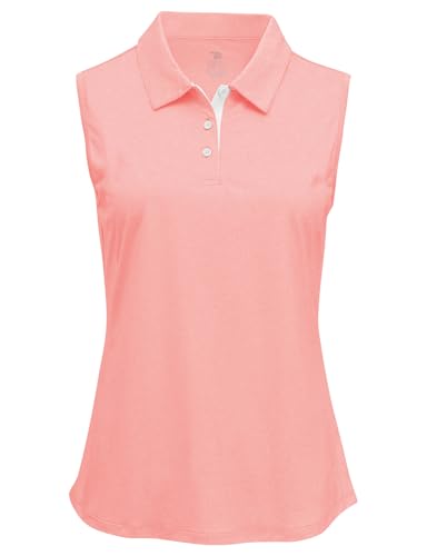 Image of BGOWATU Women's Golf Shirts Sleeveless Polo Shirts Collared 3 Buttons Tennis Tank Tops UV Protection Quick Dry