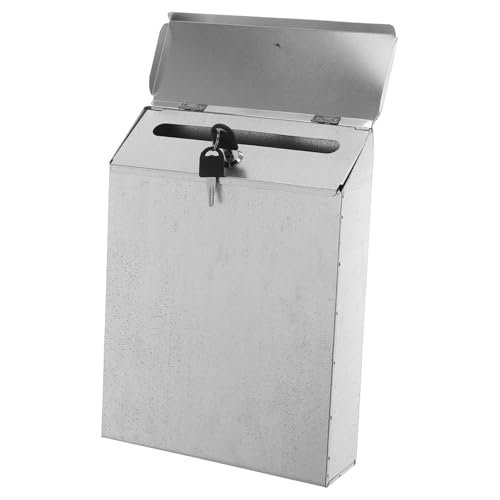 DOITOOL Caja De Sugerencias Buzón Buzones con Cerradura para Exterior. Buzón De Pared Buzones para Exterior Planchar Silver