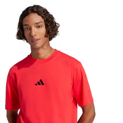 adidas Herren Essentials Small Logo Single Jersey Shirt, Pure Ruby/Black, L – Ansicht 2
