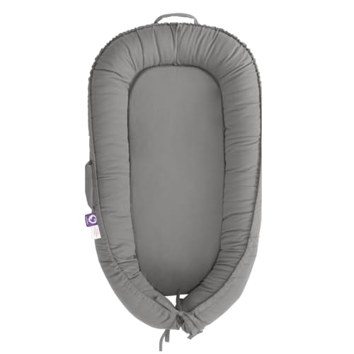 Image of CooCooBaby Infant Lounger, Baby Nest Cover for Baby Girls & Boys, Newborn Essentials for Baby 0-18 Months, 100% Cotton Breathable (Slate_Gray)